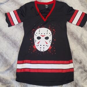 Hockey Mask Graphic Black and Red Dress